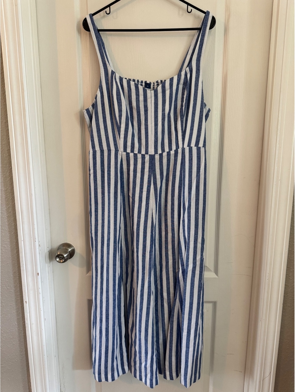 Old Navy Blue and White Striped Midi Dress XL